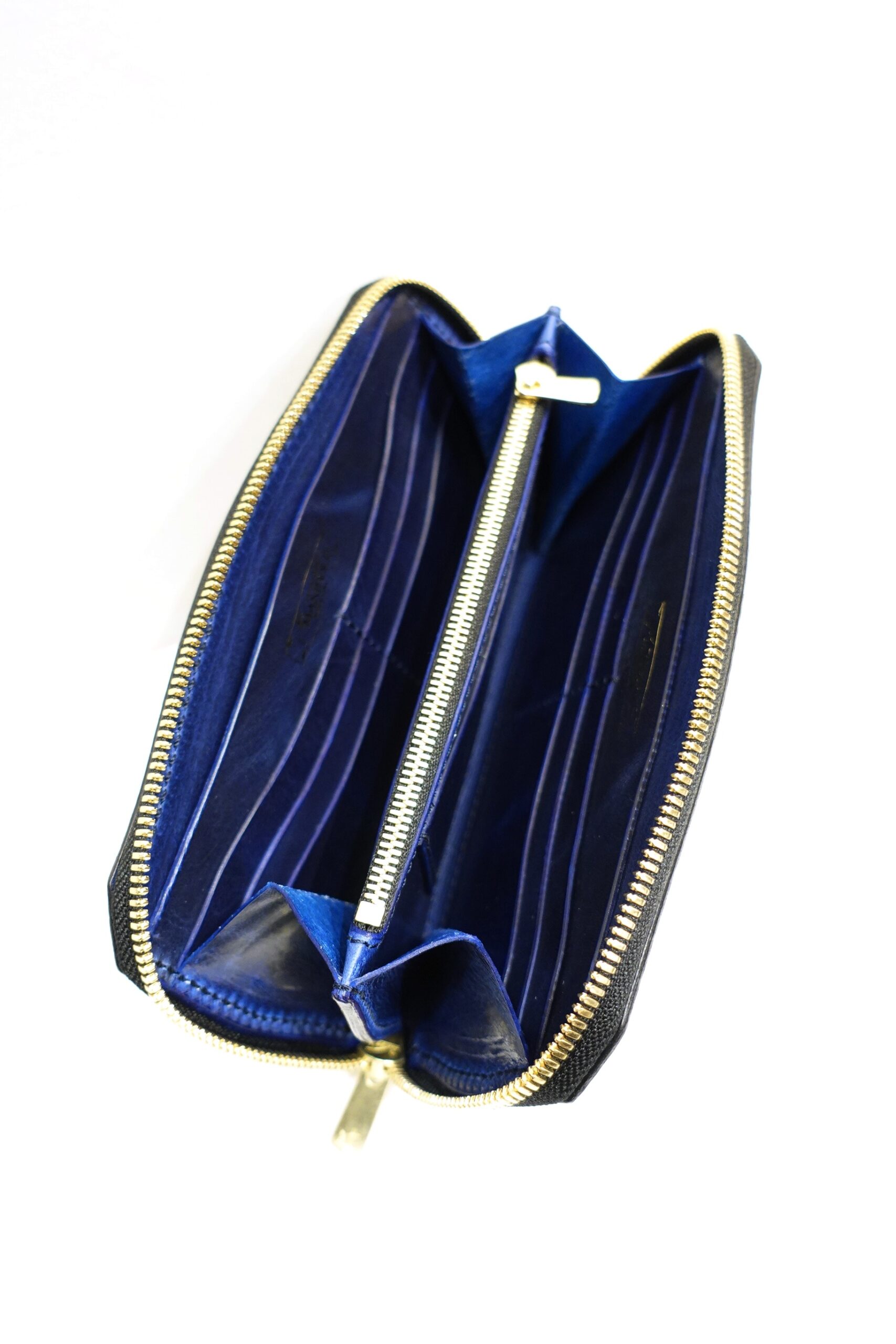 MANIFOLD(マニフォールド) “ROUND FASTENER WALLET” BRASS RING  T-BAR #MW-11BT  BLACK “SHARK”×BLUE VINTAGE MIRROR BALL(ミラーボール)