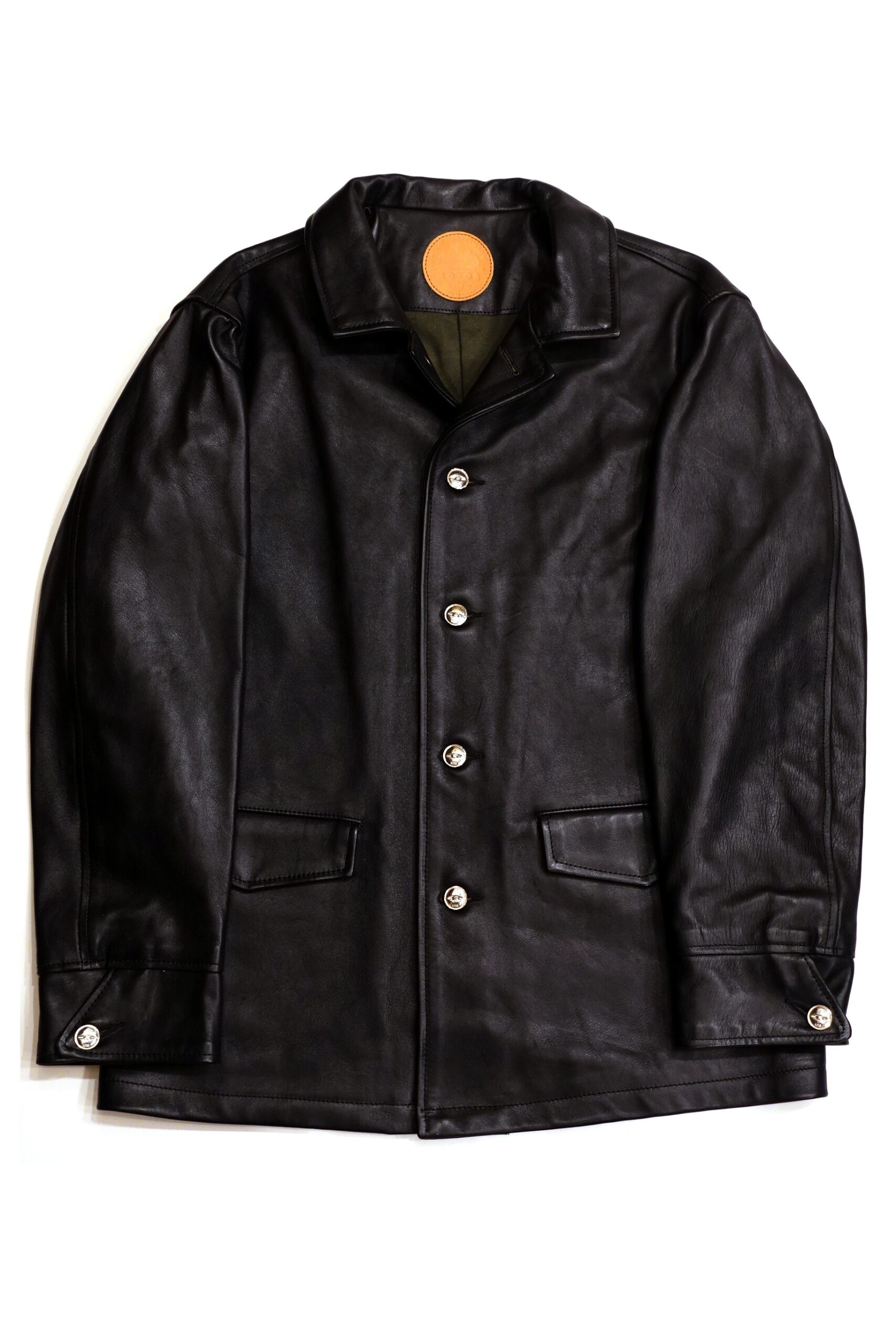 【2way】Vintage leather  car coat blackフロントポケット2